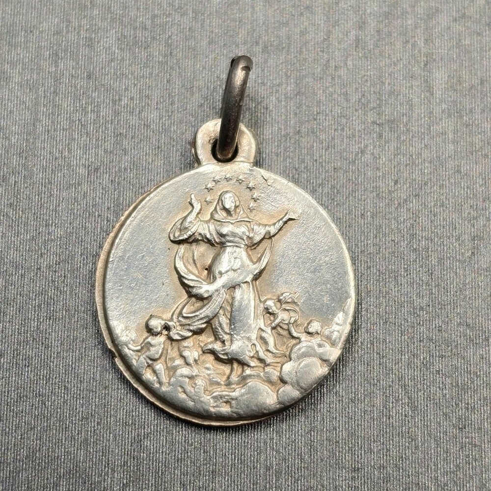 VTG Sterling Silver Ascension of Virgin Mary Medal Pendant 'House of the Virgin' - Picture 4 of 4
